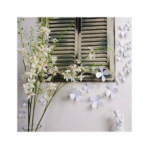 Komplet 12 belih samolepilnih 3D nalepk Ambiance Flowers