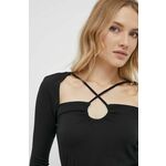 Majica Sisley ženska, črna barva - črna. Bluza iz kolekcije Sisley, izdelana iz elastične pletenine. Zaradi vsebnosti poliestra je tkanina bolj odporna na gubanje.
