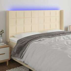 Greatstore LED posteljno vzglavje krem 183x16x118/128 cm blago