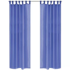 VidaXL Prosojne zavese 2 kosa 140x225 cm kraljevsko modre barve