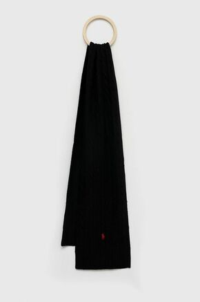 Volnen šal Polo Ralph Lauren črna barva - črna. Šal iz kolekcije Polo Ralph Lauren. Model izdelan iz tanke pletenine.