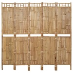 shumee Paravan 5-delni iz bambusa 200x180 cm
