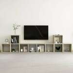 Greatstore Komplet TV omaric 5-delni bel in sonoma hrast iverna plošča
