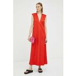 Volnena obleka By Malene Birger rdeča barva - rdeča. Obleka iz kolekcije By Malene Birger. Nabran model, izdelan iz enobarvne tkanine. Visokokakovosten, udoben material.