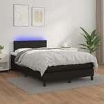 vidaXL Box spring postelja z vzmetnico LED črna 120x200cm umetno usnje