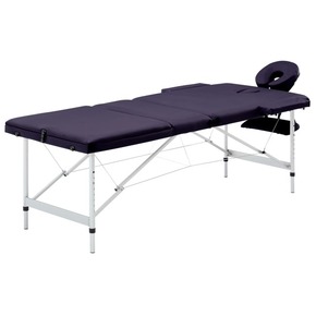 Zložljiva masažna miza 3-conska aluminij vijolična