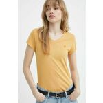 Bombažna kratka majica G-Star Raw ženski, rjava barva - oranžna. Kratka majica iz kolekcije G-Star Raw, izdelana iz enobarvne pletenine. Model iz izjemno udobne bombažne tkanine.