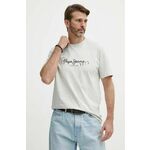 Kratka majica Pepe Jeans CAMILLE moška, siva barva, PM509373 - siva. Kratka majica iz kolekcije Pepe Jeans, izdelana iz pletenine s potiskom. Model iz izjemno udobne tkanine z visoko vsebnostjo bombaža.
