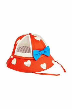 Otroški klobuk Mini Rodini Hearts rdeča barva - rdeča. Otroški klobuk iz kolekcije Mini Rodini. Model z ozkim robom