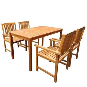 VidaXL 5 delni komplet mize in stolov masiven akacijev les rjave barve