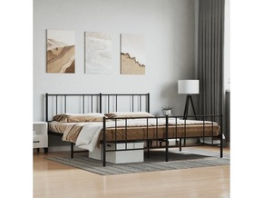 VIDAXL Kovinski posteljni okvir z vzglavjem in vznožjem črn 219 x 187 cm