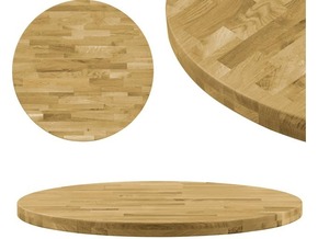 VIDAXL Površina za mizo trden hrastov les okrogla 44 mm 900 mm