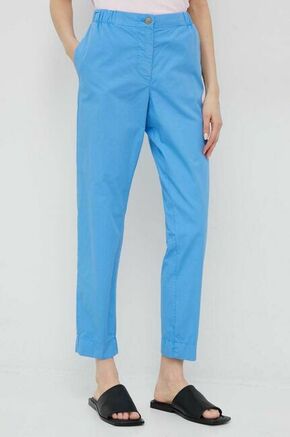 Bombažne hlače Tommy Hilfiger - modra. Hlače iz kolekcije Tommy Hilfiger. Model izdelan iz enobarvne tkanine. Visokokakovosten