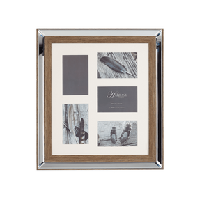 Beliani Okvir za 5 fotografij z učinkom zrcala v barvi temnega lesa SINTA