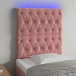shumee LED posteljno vzglavje roza 80x7x118/128 cm žamet