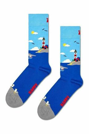 Nogavice Happy Socks Lighthouse Sock - modra. Nogavice iz kolekcije Happy Socks. Model izdelan iz elastičnega