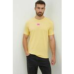 Bombažna kratka majica HUGO moški, rumena barva - rumena. Lahkotna kratka majica iz kolekcije HUGO. Model izdelan iz tanke, elastične pletenine. Izjemno udoben material, izdelan iz naravnih vlaken.