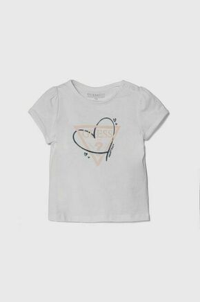 Kratka majica za dojenčka Guess bela barva - bela. Kratka majica za dojenčka iz kolekcije Guess. Model izdelan iz udobne pletenine. Nežen material