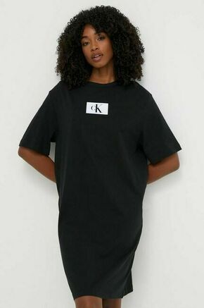 Bombažna spalna srajca Calvin Klein Underwear črna barva - črna. Spalna srajca iz kolekcije Calvin Klein Underwear. Model izdelan iz pletenine s potiskom. Model iz izjemno udobne bombažne tkanine.