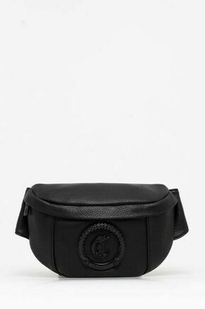 Torbica za okoli pasu Just Cavalli črna barva - črna. Pasna torbica iz kolekcije Just Cavalli. Model izdelan iz ekološkega usnja. Priložena tekstilna vrečka ščiti izdelek pred prahom.