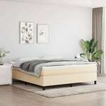 Greatstore Box spring postelja z vzmetnico krem 160x200 cm blago