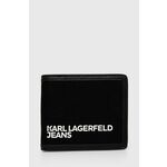 Denarnica Karl Lagerfeld Jeans črna barva - črna. Mala denarnica iz kolekcije Karl Lagerfeld Jeans. Model izdelan iz kombinacije tekstilnega materiala in ekološkega usnja.