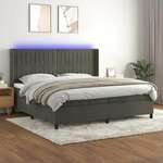 Box spring postelja z vzmetnico LED temno siva 200x200 cm žamet - vidaXL - Siva - 94,59 - 200 x 200 cm - vidaXL
