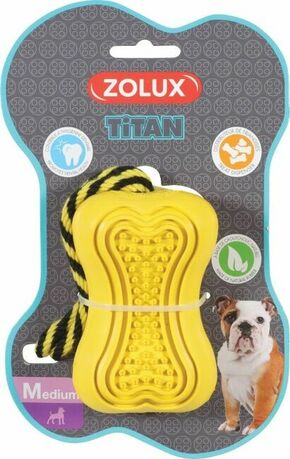 WEBHIDDENBRAND Igrača za pse TITAN gumijasta kost z vrvjo M rumena Zolux