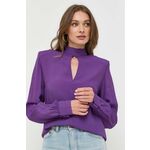 Majica Ivy Oak ženska, vijolična barva - vijolična. Bluza iz kolekcije Ivy Oak, izdelana iz enobarvne tkanine. Model iz zračne viskozne tkanine.