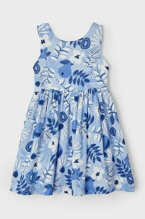 Otroška bombažna obleka Mayoral - modra. Otroški obleka iz kolekcije Mayoral. Model izdelan iz vzorčastega materiala. Model iz izjemno udobne bombažne tkanine.