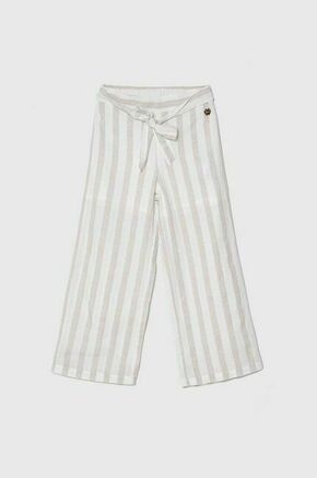 Otroške hlače s primesjo lanu Guess bež barva - bež. Otroški hlače iz kolekcije Guess. Model izdelan iz udobnega materiala. Model iz zračne