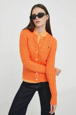 Bombažna jopica Polo Ralph Lauren oranžna barva - oranžna. Jopica iz kolekcije Polo Ralph Lauren. Model izdelan iz enobarvne pletenine. Izjemno udobna tkanina z visoko vsebnostjo bombaža.