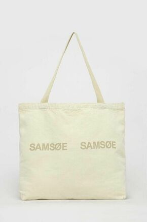 Torbica Samsoe Samsoe Bež barva - zelena. Velika nakupovalna torbica iz kolekcije Samsoe Samsoe. brez zapenjanja model izdelan iz tekstilnega materiala.