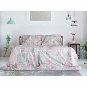 Rožnata/svetlo siva enojna posteljnina iz krepa 140x200 cm Top Class – B.E.S.