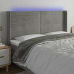 Greatstore LED posteljno vzglavje svetlo sivo 183x16x118/128 cm žamet