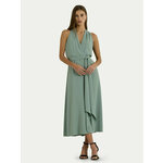 Obleka Lauren Ralph Lauren zelena barva, 253911848 - zelena. Obleka iz kolekcije Lauren Ralph Lauren. Model izdelan iz enobarvne tkanine. Poliester zagotavlja večjo odpornost na gubanje.