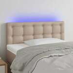 Greatstore LED posteljno vzglavje kapučino 80x5x78/88 cm umetno usnje