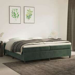 Greatstore Box spring postelja z vzmetnico temno zelena 200x200 cm žamet