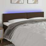shumee LED posteljno vzglavje rjavo 180x5x78/88 cm umetno usnje