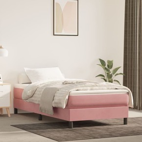 Greatstore Box spring postelja z vzmetnico roza 90x190 cm žamet
