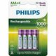 Philips polnilne baterije R03B4RTU10 AAA 1000mAh NiMH, 4 kom