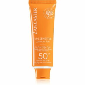 Lancaster Sun Sensitive Oil-Free Milky Fluid vodoodporna zaščita pred soncem za obraz za vse tipe kože 50 ml za ženske
