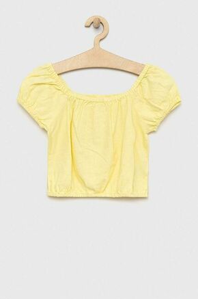 Otroška bluza iz platna GAP rumena barva - rumena. Otroška mikica iz kolekcije GAP. Model izdelan iz enobarvne tkanine. Ima kvadratni izrez. Izjemno zračen