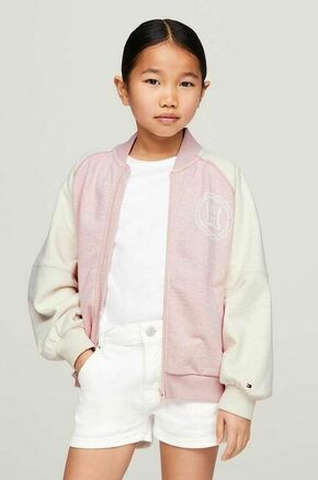 Otroška bomber jakna Tommy Hilfiger roza barva - roza. Otroški Bomber jakna iz kolekcije Tommy Hilfiger. Nepodložen model