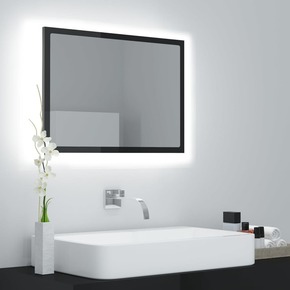 Shumee LED kopalniško ogledalo visok sijaj sivo 60x8