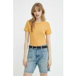 Bombažna kratka majica G-Star Raw ženski, rjava barva - oranžna. Kratka majica iz kolekcije G-Star Raw, izdelana iz enobarvne pletenine. Model iz zračne bombažne tkanine.