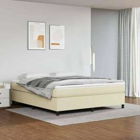Vidaxl Box spring posteljni okvir krem 160x200 cm umetno usnje