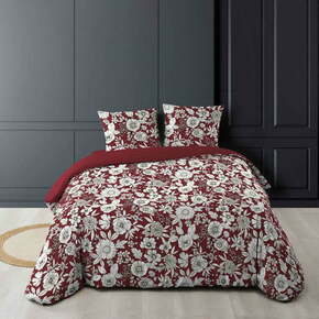 Rdeča/bela bombažna podaljšana posteljnina za zakonsko posteljo 240x220 cm Milady – douceur d'intérieur