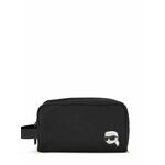 Kozmetična torbica Karl Lagerfeld črna barva - črna. Srednje velika kozmetična torbica iz kolekcije Karl Lagerfeld. Model izdelan iz tekstilnega materiala.