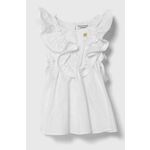 Otroška bombažna obleka Pinko Up bela barva - bela. Otroški obleka iz kolekcije Pinko Up. Model izdelan iz enobarvne tkanine. Model iz izjemno udobne bombažne tkanine, ki je zračna.